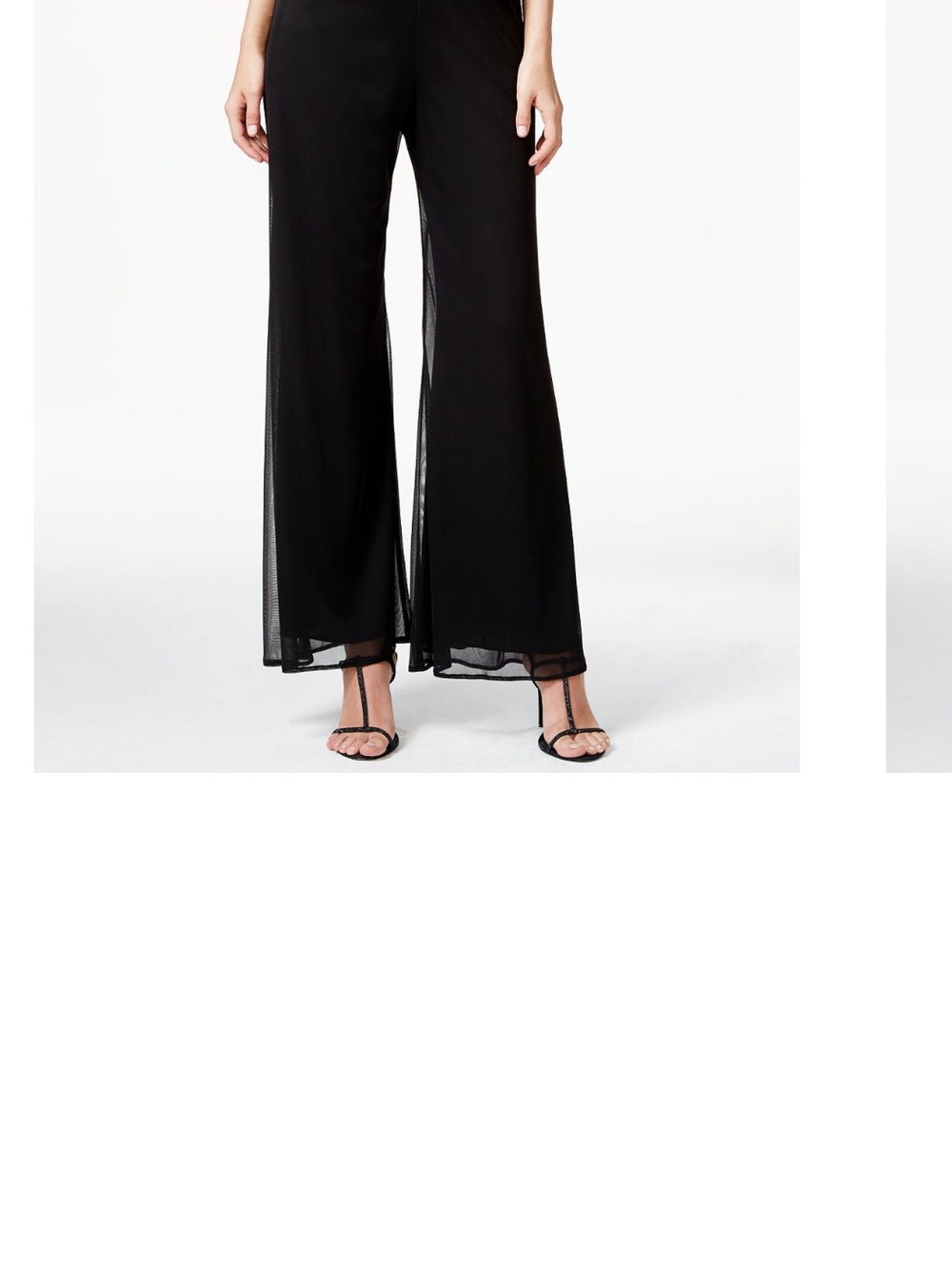 NWT MSK Black Wide-Leg Sheer Overlay Pants - SZ L